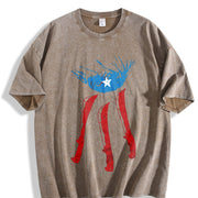 Puerto Rico Flag Deer Vintage Washed T-Shirt in Brown