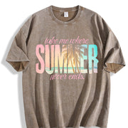 Take Me Where Summer Never Ends Vintage Washed T-Shirt in Brown