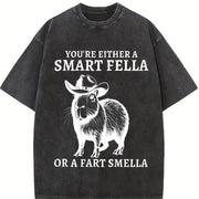 Retro Smart Fella Capybara 90s Vintage Washed T-Shirt in Black
