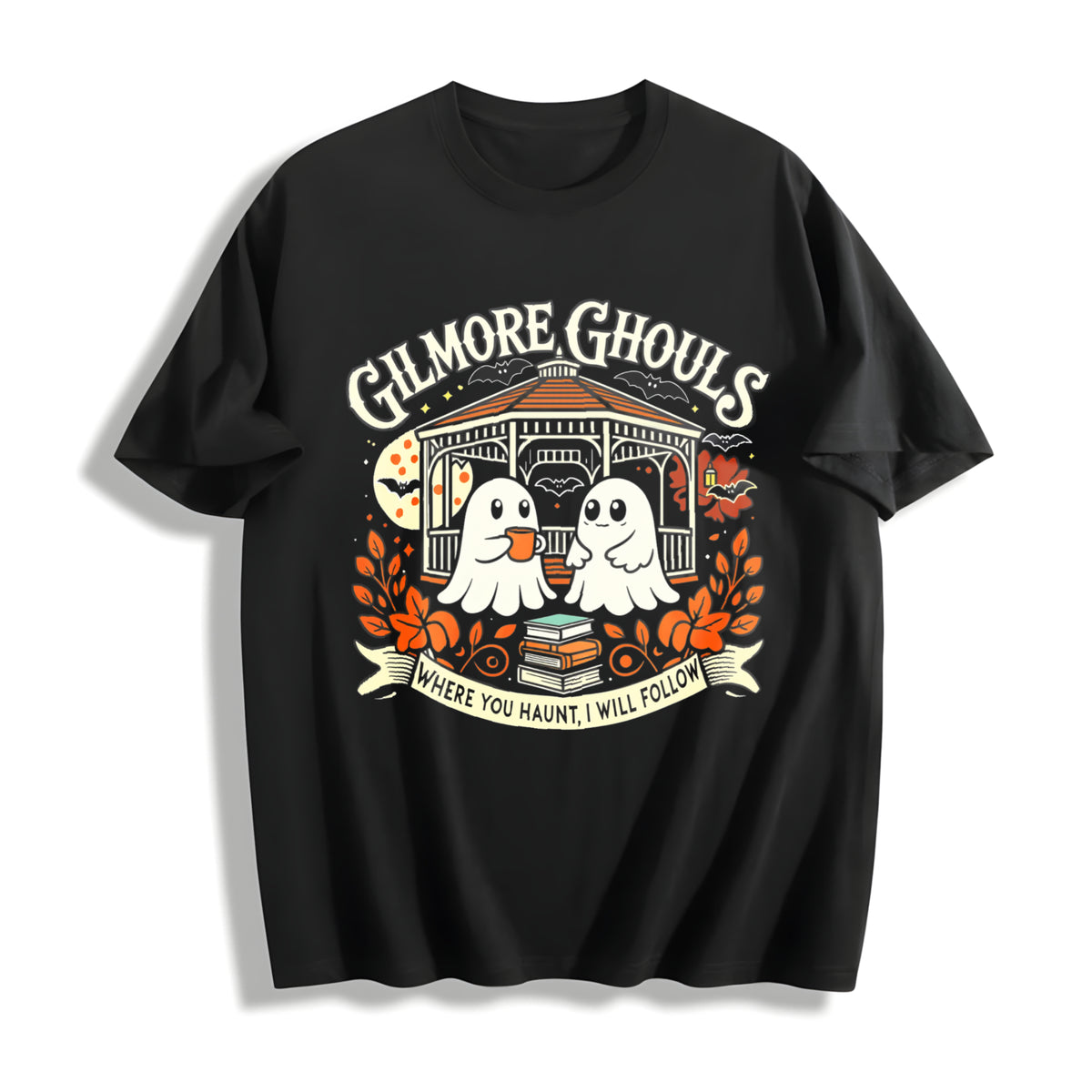 Cute Gilmore Ghouls Cotton T-Shirt in Black