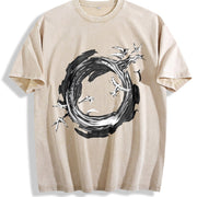 1 Pcs Heavy Adorable Vintage Washed T-Shirt in Beige