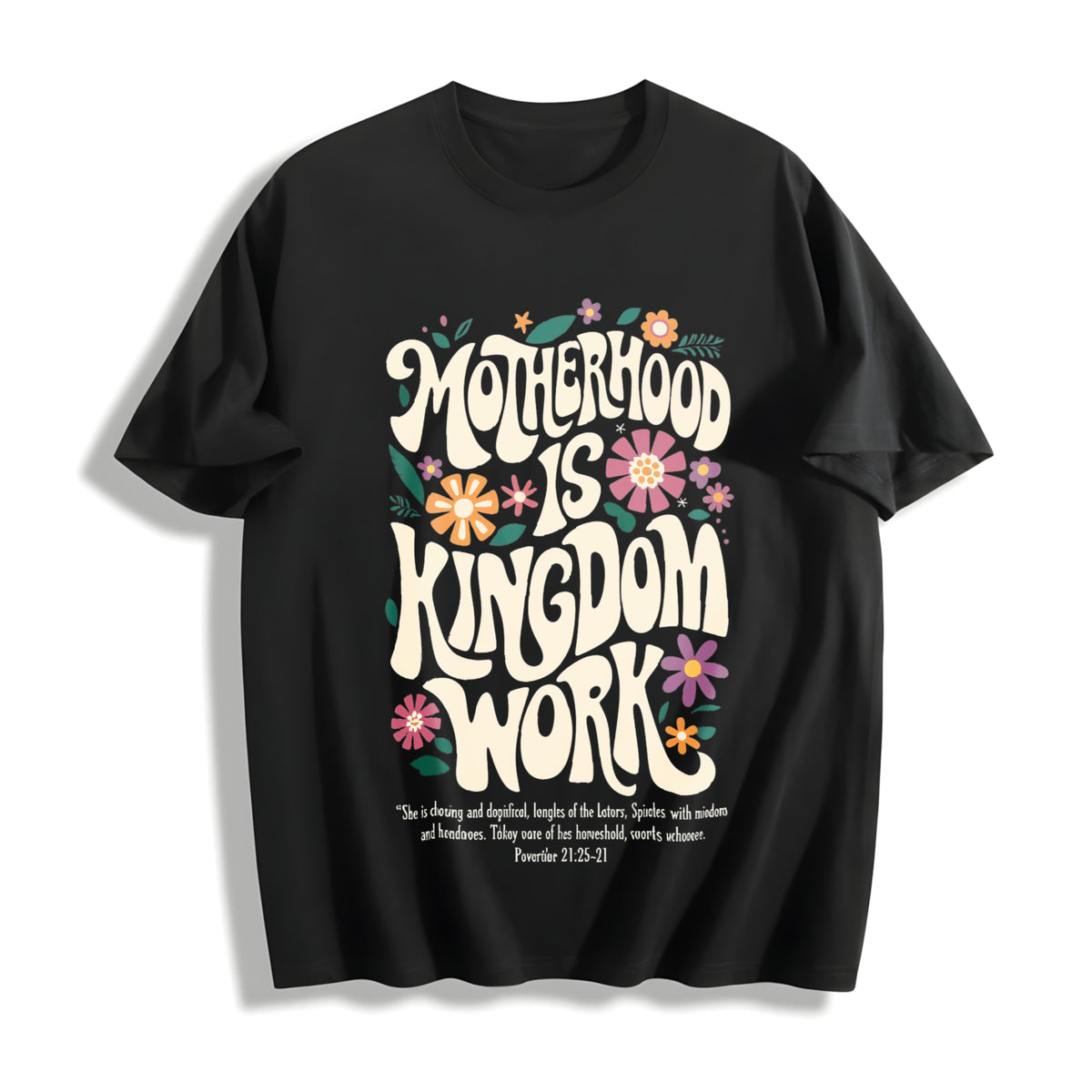 Motherhood Is Kingdom Work Cotton T-Shirt in Black