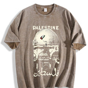 Palestine Freedom – Heavy with Hope & Solidarity Retro vintage washed oversized T-shirt in Brown