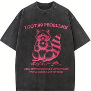 Retro I Got 99 Problems Raccoon 90's Vintage Washed T-Shirt in Black