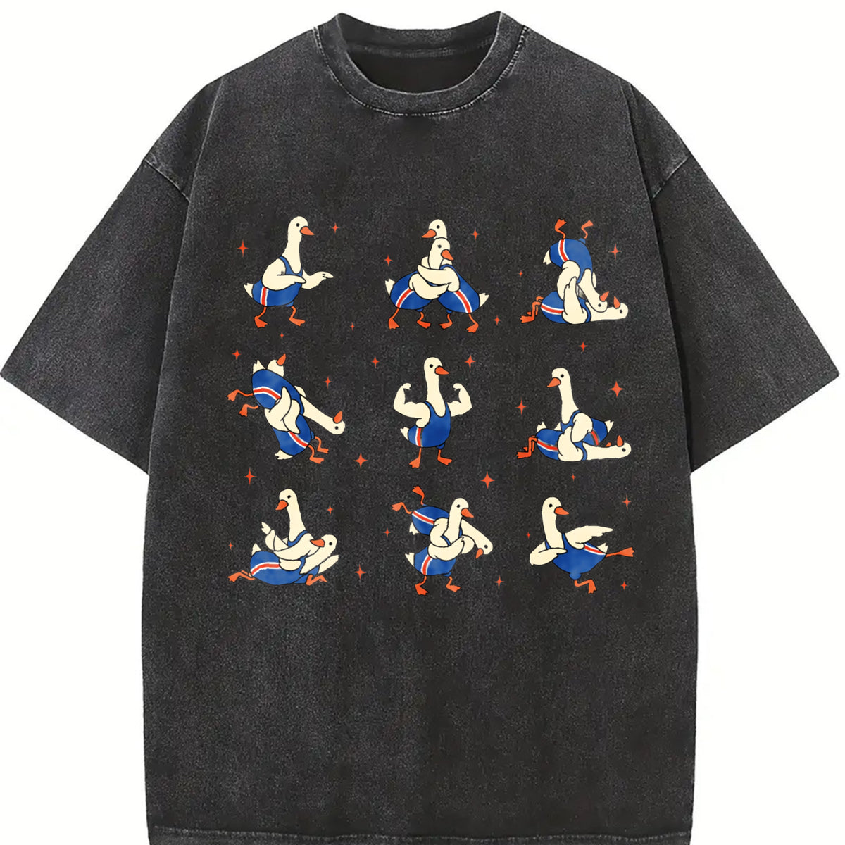 Wrestling Silly Goose Vintage Washed T-Shirt in Black