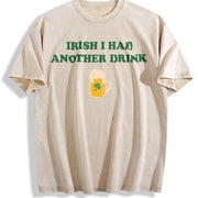 Irish I Had Another Drink Baby Vintage Washed T-Shirt in Beige