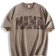 Leopard Mama Mothers Day Mom Retro Mama For Mom Mama vintage washed oversized T-shirt in Brown