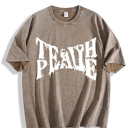 Death Peace Vintage Washed T-Shirt in Brown
