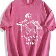 Retro Pure Skull Vintage Washed T-Shirt in Red