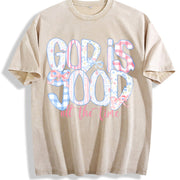 God Is Good All the Time Vintage Washed T-Shirt in Beige