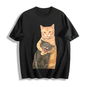 Cat Quarrel Moment Cotton T-Shirt in Black