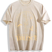 Nowhere in Existence Violence Violet Sorrengail vintage washed oversized T-shirt in Beige