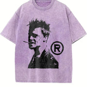 Fight Club Gothic Grunge Y2k Emo Scene Amity Affliction Vintage Washed T-Shirt in Purple