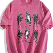 Dancing Frog 90s Tattoo Vintage Washed T-Shirt in Red