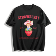 Adult Strawberry Shortcake Cotton T-Shirt in Black