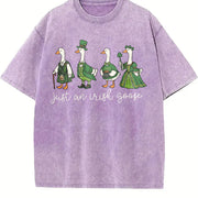 St. Patrick's Day Irish Goose vintage washed oversized T-shirt in Purple