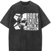 Body Under Construction Mind on a Mission Vintage Washed T-Shirt in Black