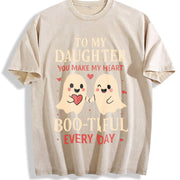 To My Daughter You Make My Heart Boo-tiful Vintage Washed T-Shirt in Beige