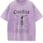 Crucified 90s Retro Jesus Cross ® Vintage Washed T-Shirt in Purple