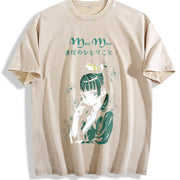 Mao The Apothecary Diaries Anime vintage washed oversized T-shirt in Beige