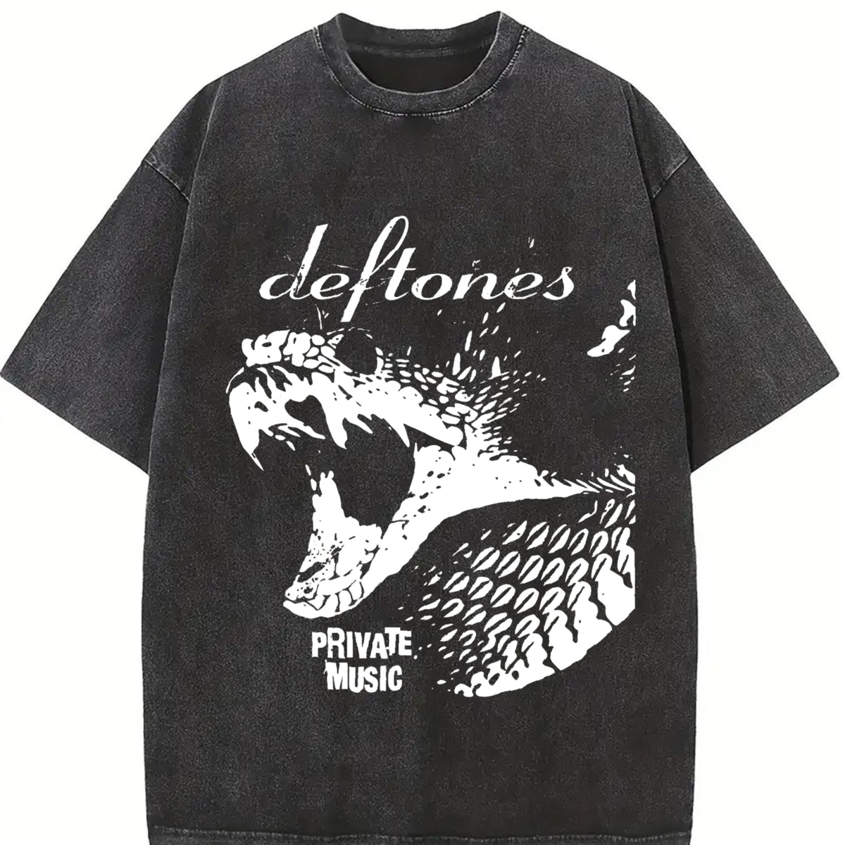 Deftones – Retro Rock Style vintage washed oversized T-shirt in Black