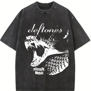 Deftones – Retro Rock Style vintage washed oversized T-shirt in Black