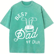 Best Dad By Par Golf Dad Fathers Day Golf For Dad Cool vintage washed oversized T-shirt in Blue