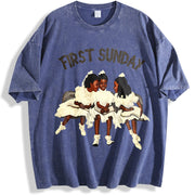 Children First Sunday Christian vintage washed oversized T-shirt in Blue