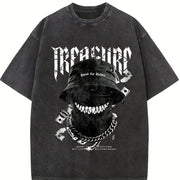 And Short-sleeved Made of Pure Vintage Washed T-Shirt in Black