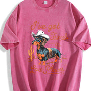 I've Got Friends In Low Places Dachshund Wiener Dog vintage washed oversized T-shirt in Red
