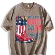 We'll Put a Boot in Your Ass - Toby Keith USA Vintage Washed T-Shirt in Brown