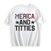4th of July Merica and Patriotic Adult Humor Cotton T-Shirt in White