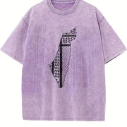 Palestines Symbol of Resistance Beach Palestinians Map vintage washed oversized T-shirt in Purple