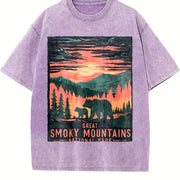 A Short-sleeved for a Bear Vintage Washed T-Shirt in Purple
