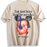 ZestLoop I'm Just Here for the Snacks Vintage Washed T-Shirt in Beige