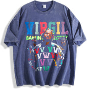8AM IN CHARLOTTE For All The Dogs Virgil Tribute Hate vintage washed oversized T-shirt in Blue