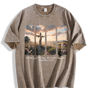 New Morning Mercies Lamentations 3:23 Vintage Washed T-Shirt in Brown