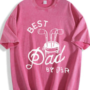 Best Dad By Par Golf Dad Fathers Day Golf For Dad Cool vintage washed oversized T-shirt in Red
