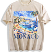 Monaco Italy Retro ® Vintage Washed T-Shirt in Beige