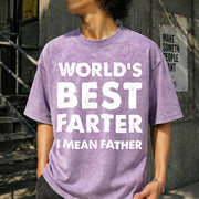 Cottonfather's Day Retro Dad World's Best Farter I Mean Vintage Washed T-Shirt in Purple