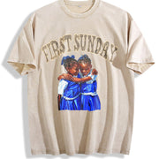 First Sunday Friendship Vintage Washed T-Shirt in Beige
