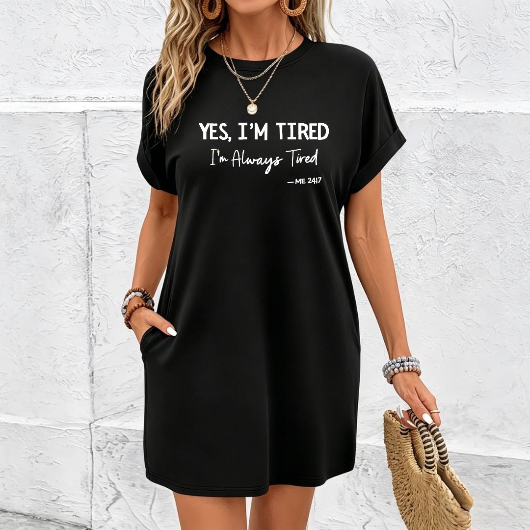 And Comfy Long Dress with an Off-shoulder Cotton T-Shirt in Black