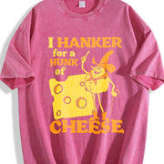 Cheese Meme Retro with Swiss Cheese & Smiling Wheel Vintage Washed T-Shirt in Red