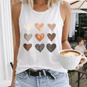 Nine Hearts Women's Color Cotton Tank Top in White
