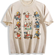 Silly Goose Football Vintage Washed T-Shirt in Beige
