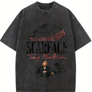 The World Is Yours Globe Vintage Washed T-Shirt in Black