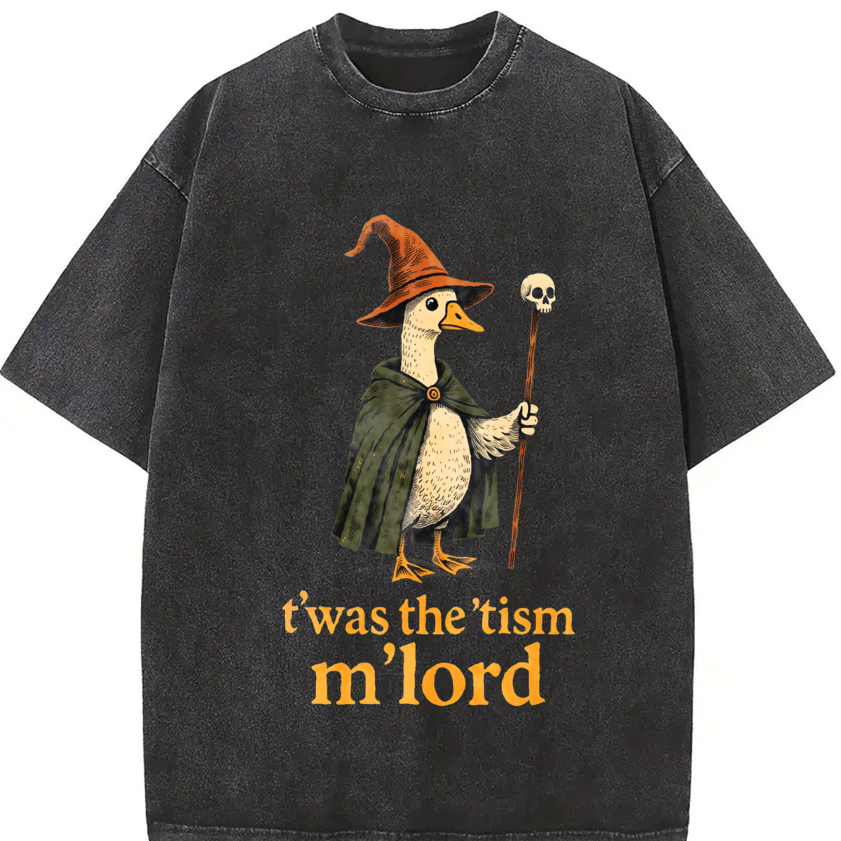 Meme TWAS the Tism M Lord Silly Goose Kids T Shirtfashion Vintage Washed T-Shirt in Black