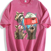 Three Raccoons Coke Zero vintage washed oversized T-shirt in Red