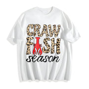 Leopard Crawfish Season Cotton T-Shirt in White