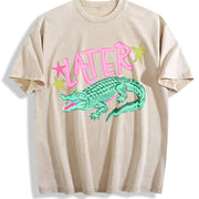 Later Gator After a While Crocodile Vintage Washed T-Shirt in Beige